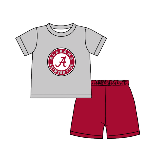 CUSTOM MOQ 5  Cute Comfortable Clothing For Boys Baby Boys Summer Gray A Top Shorts Clothes Sets