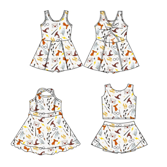 4.22 Pre order No Moq Baby Girls Casual Sleeveless Yoga Set With Top Skirt And Matching Sleeveless Yoga Dress