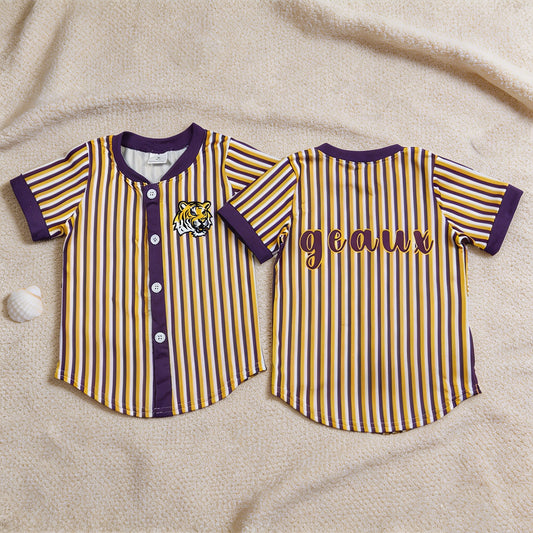 BT1745 RTS NO MOQ （In stock ）Short sleeves purple yellow boy team shirt