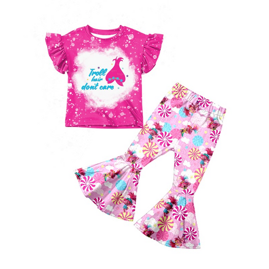 GSPO1257  Pre-order baby girls clothes  short sleeves top with trousers kids summer set