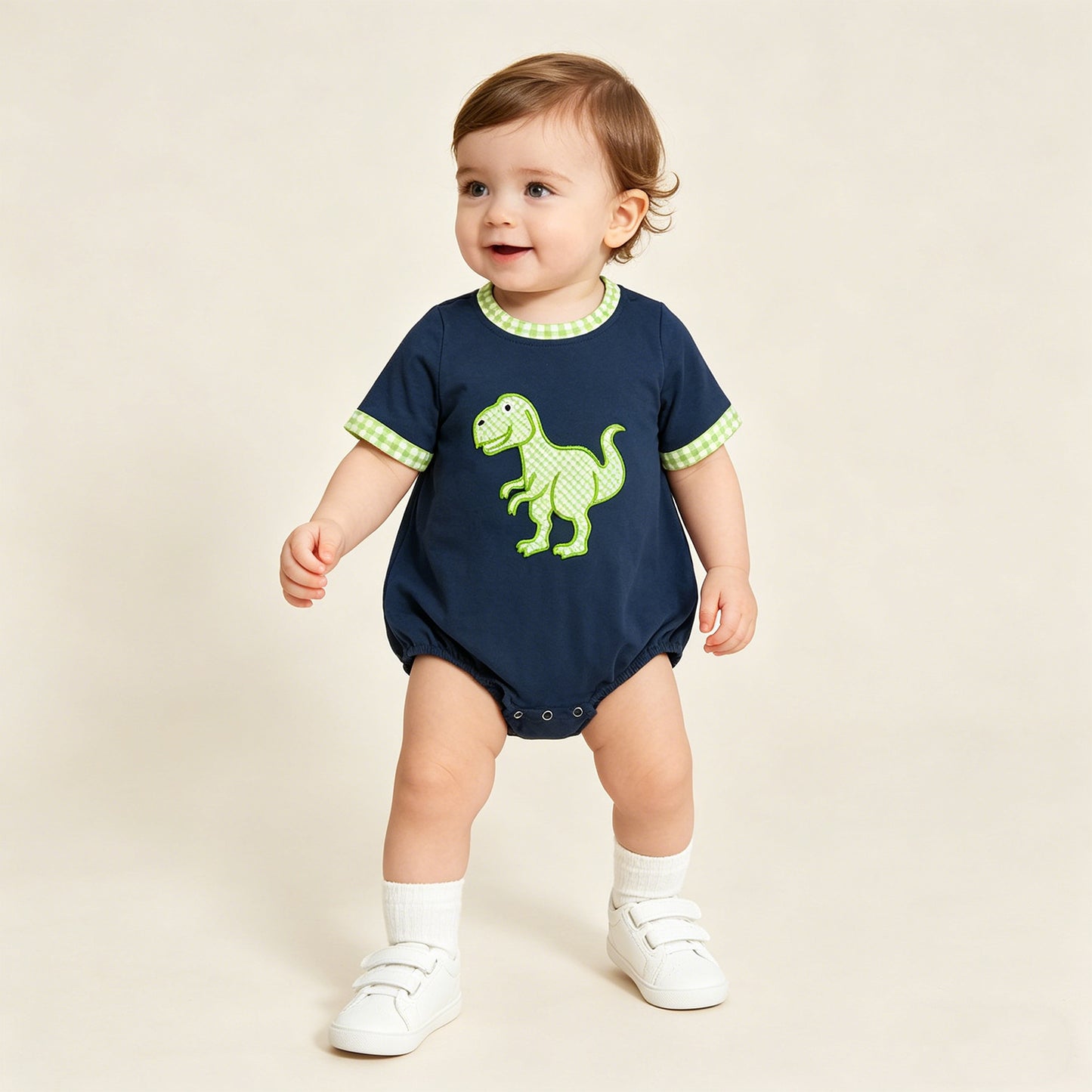 SR4113 RTS NO MOQ （In stock）Short sleeves embroidery baby summer romper