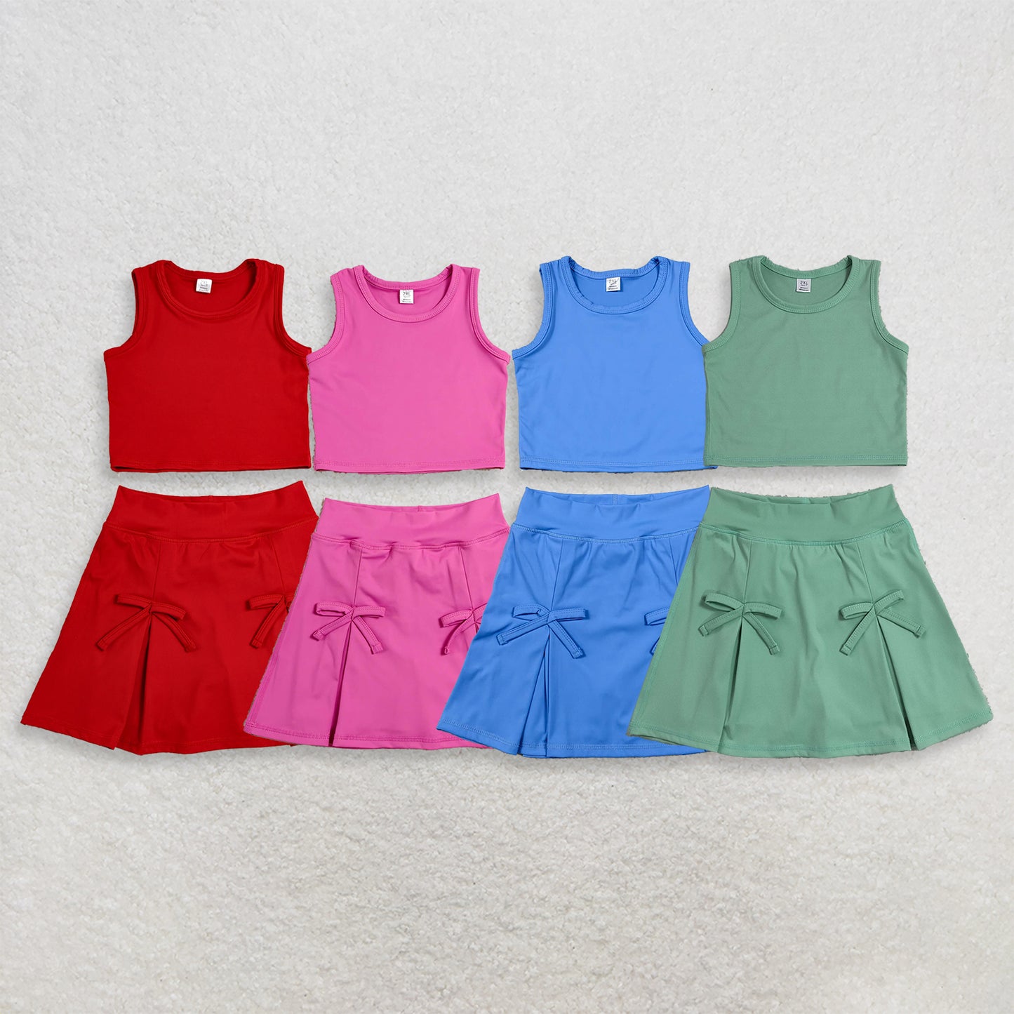 RTS Sibling Sleeveless crop top skirt kids girls active set