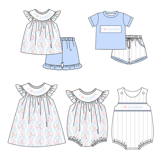 Girls Floral Bow Tunic Ruffle Shorts Set Cute I Love Daddy Clothing for Little Girls