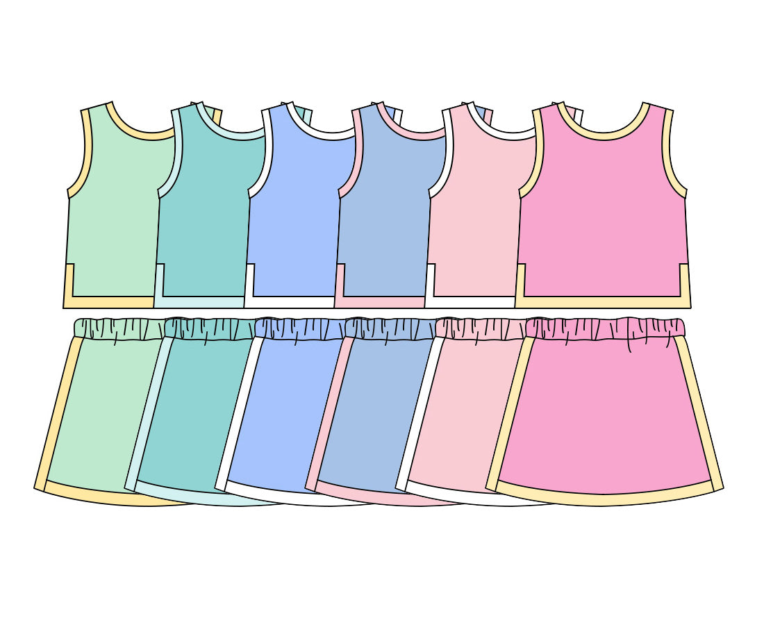 5.6 Pre order No Moq Baby Girls Solid Color Sleeveless Top And Skirt Outfit