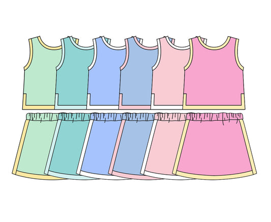 5.6 Pre order No Moq Baby Girls Solid Color Sleeveless Top And Skirt Outfit