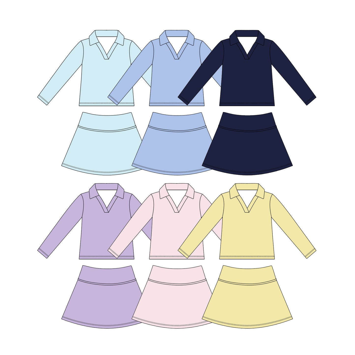 4.15 Pre order No Moq Baby Girl Long Sleeve Top Skirt Short Yoga Active Clothes Set
