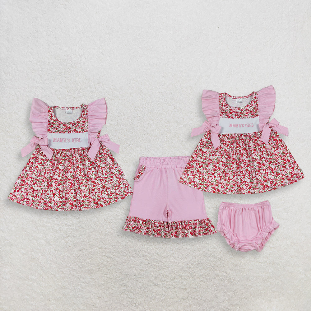 4.15 RTS Sibling Flutter sleeves floral mama's girl embroidery outfits