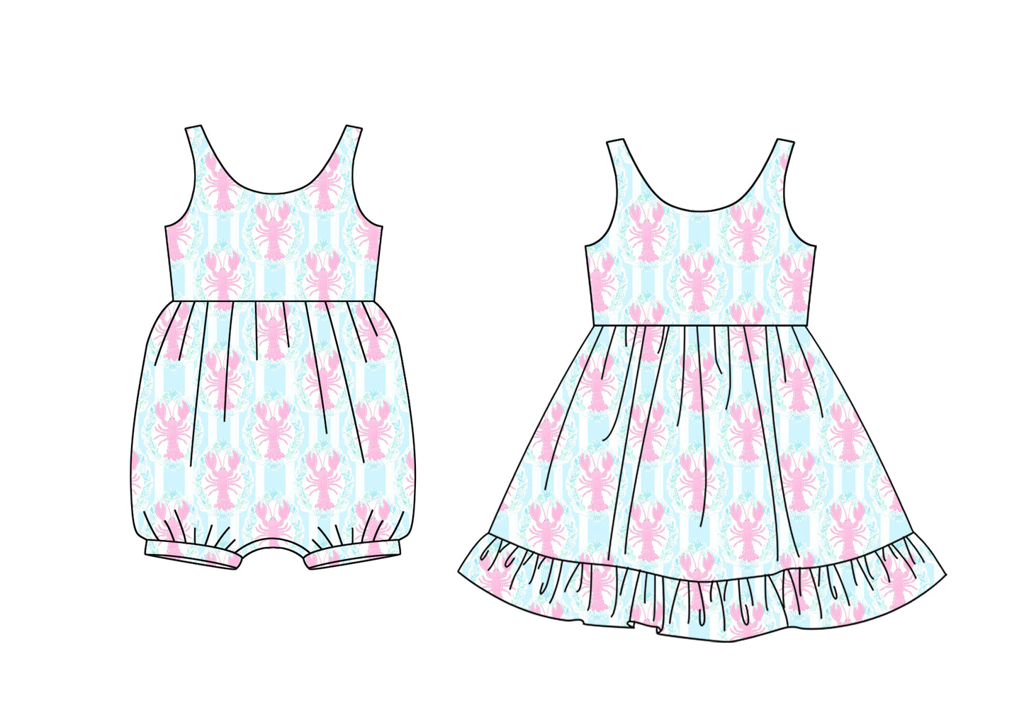 Baby Girls Pink Sleeveless Crayfishes Dresses