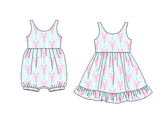 Baby Girls Pink Sleeveless Crayfishes Dresses