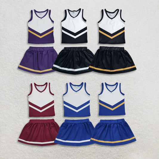 RTS Sibling Baby Girls Stripe Vest Top Skirt Shorts Team Yoga Active Clothes Sets
