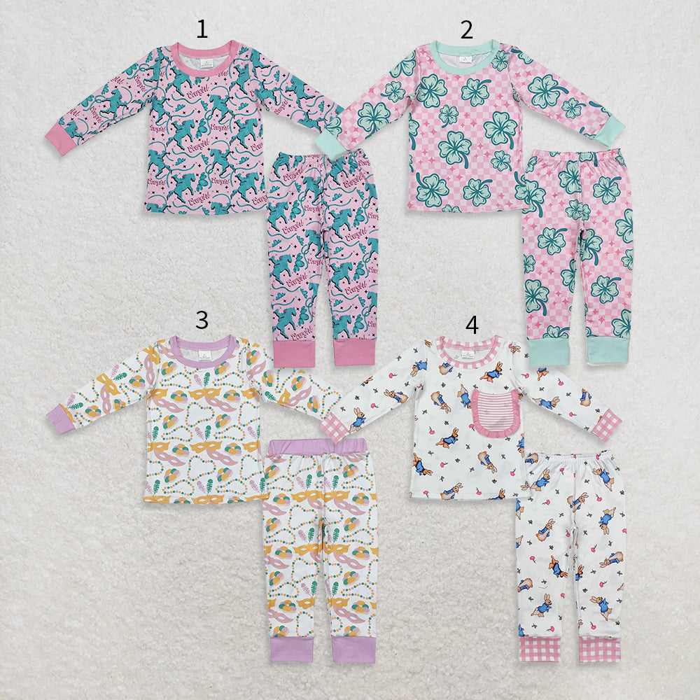 10.17 RTS Sibling Baby Girls Long Sleeve Top Pants Pajamas Clothes Sets