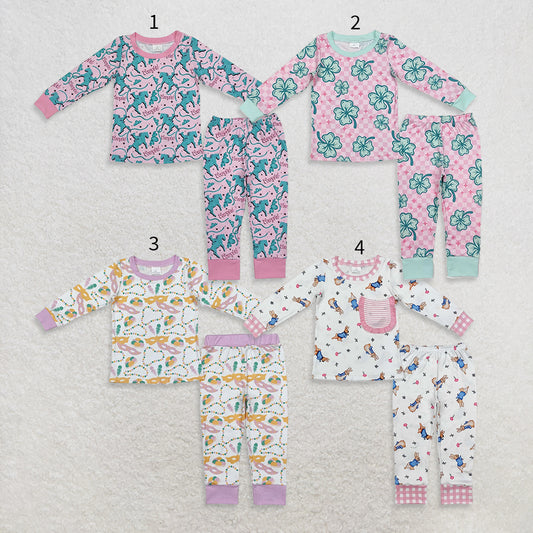10.17 RTS Sibling Baby Girls Long Sleeve Top Pants Pajamas Clothes Sets