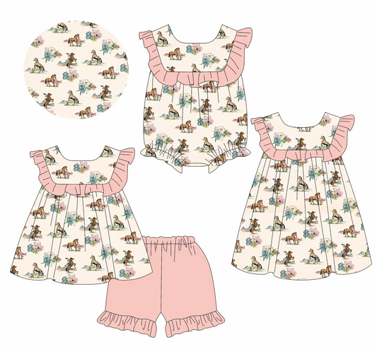 Ruffle horse rodeo shorts girls western clothes