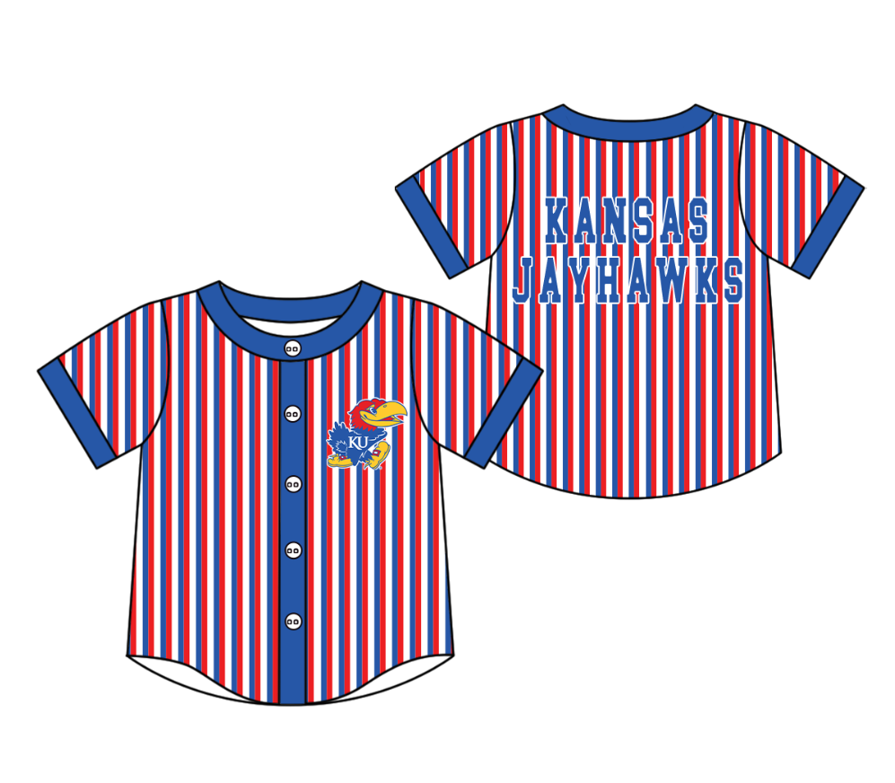 CUSTOM MOQ 5 Cute Kids Clothing Baby Kids Red Blue Stripe Short Sleeve Team T-shirts Top