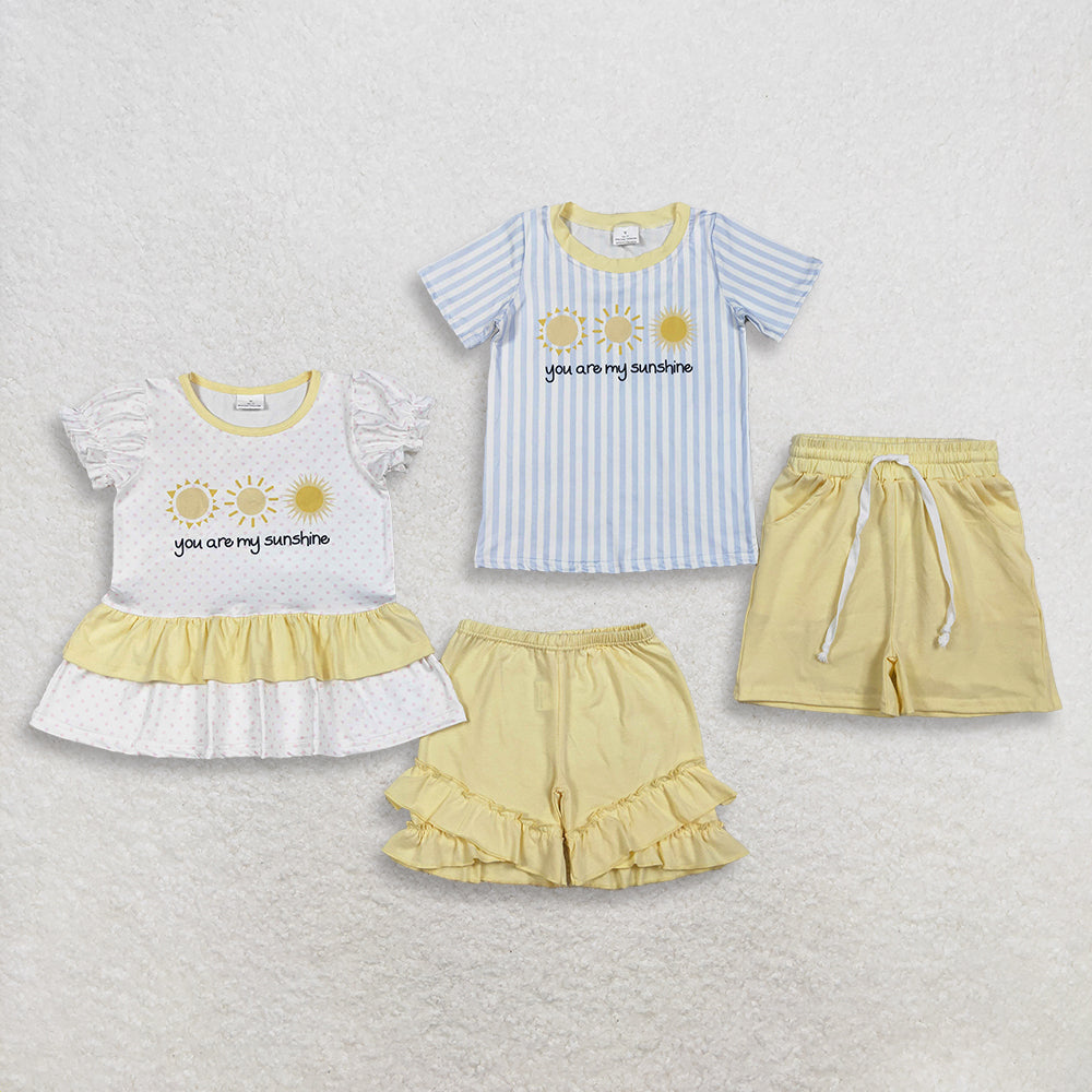 4.3 RTS Sibling Stripe you are my sunshine top shorts boys girls outfits