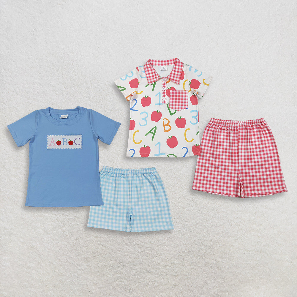 3.28 RTS Sibling Baby Kids Short sleeves ABC apple kids boys back to school outfits