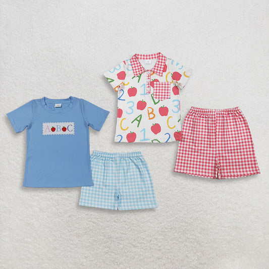 3.28 RTS Sibling Baby Kids Short sleeves ABC apple kids boys back to school outfits