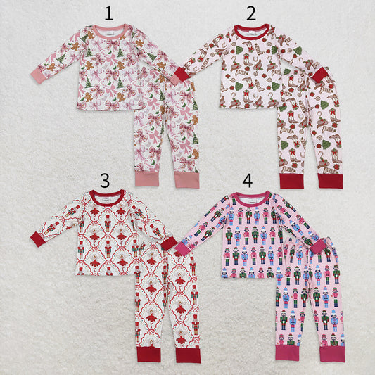 10.1 RTS Sibling Baby Girls Long Sleeve Top Pants Christmas Pajamas Clothes Sets