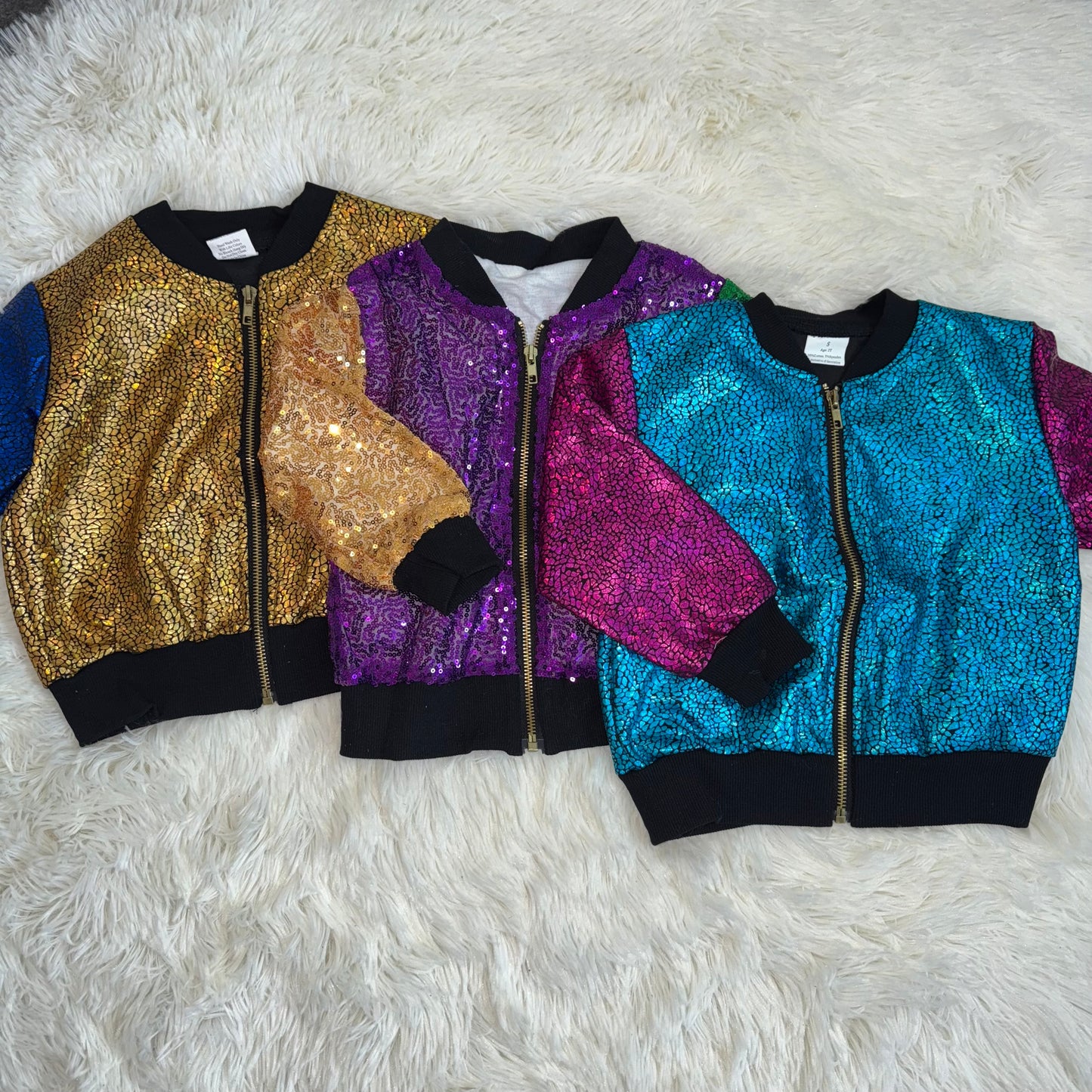 11.22 RST Sibling Baby Girls Sequin Zipper Jackets Top
