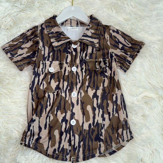 11.7 RST BT1201 Baby Boys Camo Short Sleeves Button Pockets Shirts Tops