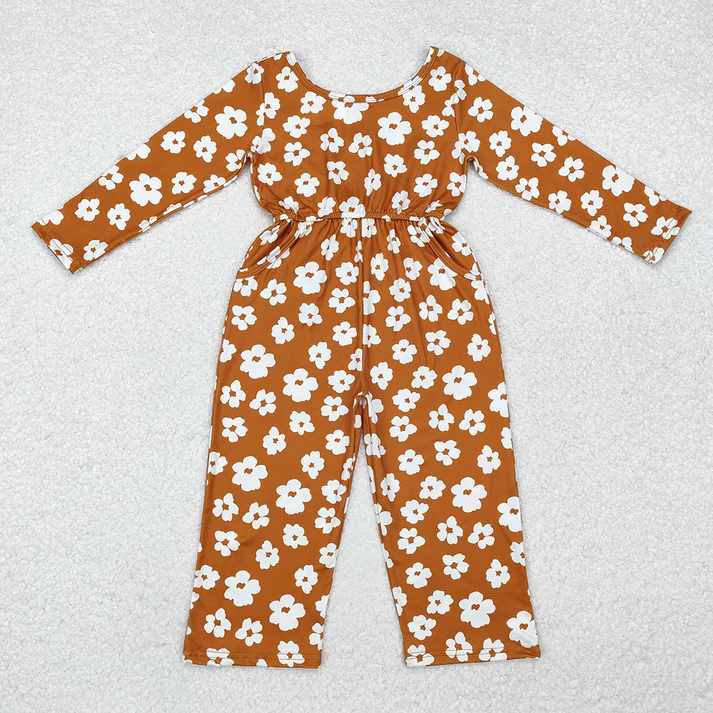 Baby Girls Groovy Flowers Long Sleeve Fall Jumpsuits