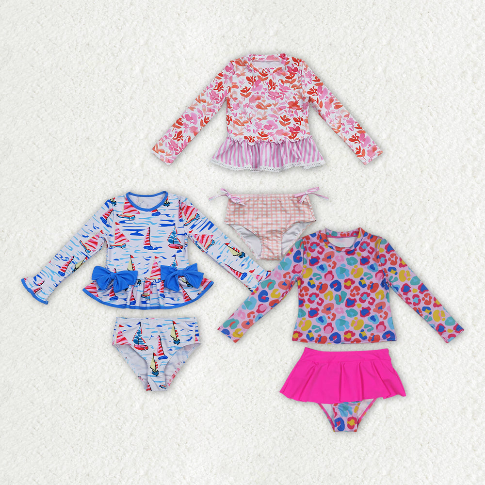 Baby Girls Long Sleeve Plaid Stripe Summer Swimsuit Cute And Fashionable Waterwear for Little Ones