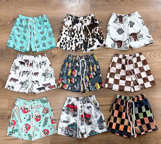 4.24 Pre order Kids Boys Rodeo Yeehaw Western Summer Shorts Casual Elastic Waist Pull on Short for Children