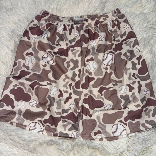 11.4 RST SS0654 Baby Boys Khaki Camo Baseballs Team Shorts Bottoms