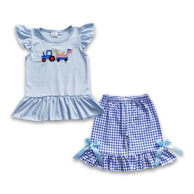 RTS Sibling Flag top shorts girls 4th of july clothing