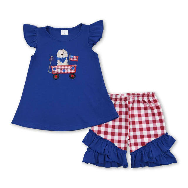 RTS Sibling Flag top shorts girls 4th of july clothing