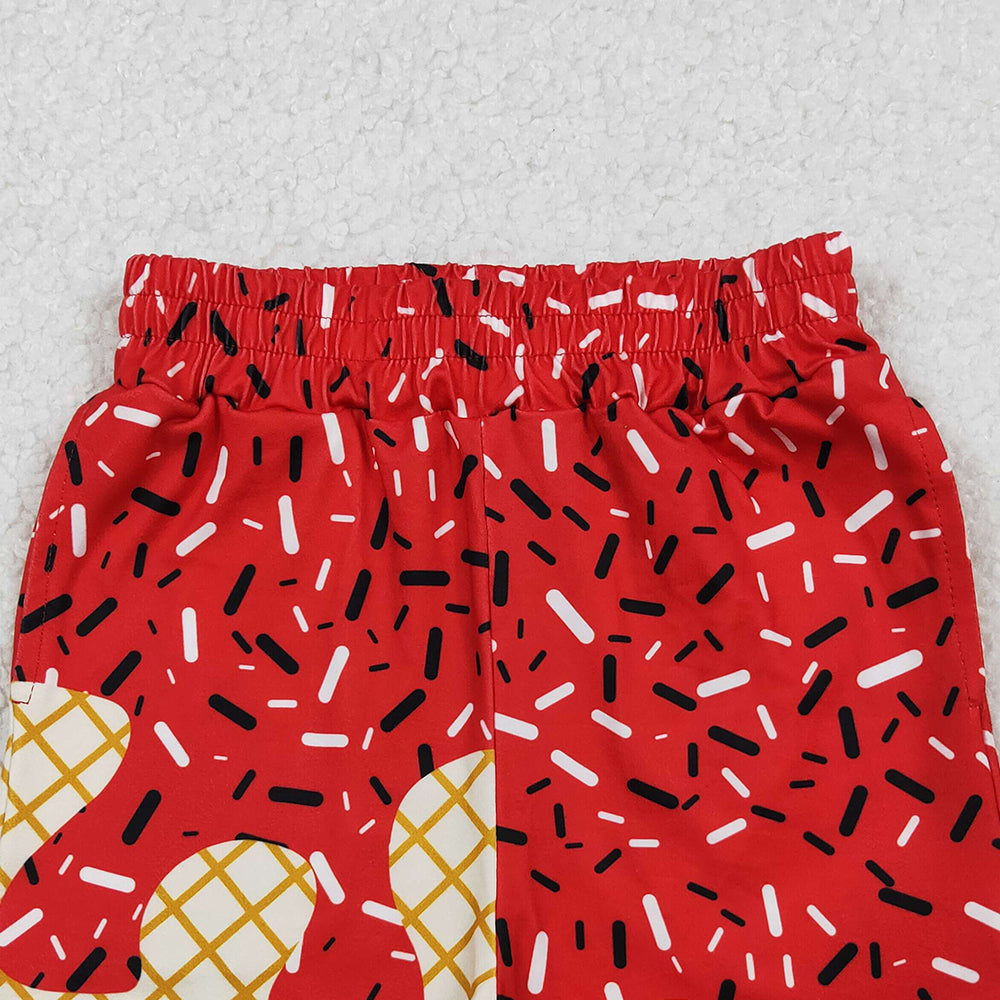 RTS NO MOQ （In stock）SS0637 Baby Boys Summer Shorts Red Drip Sprinkles Team Shorts Bottom