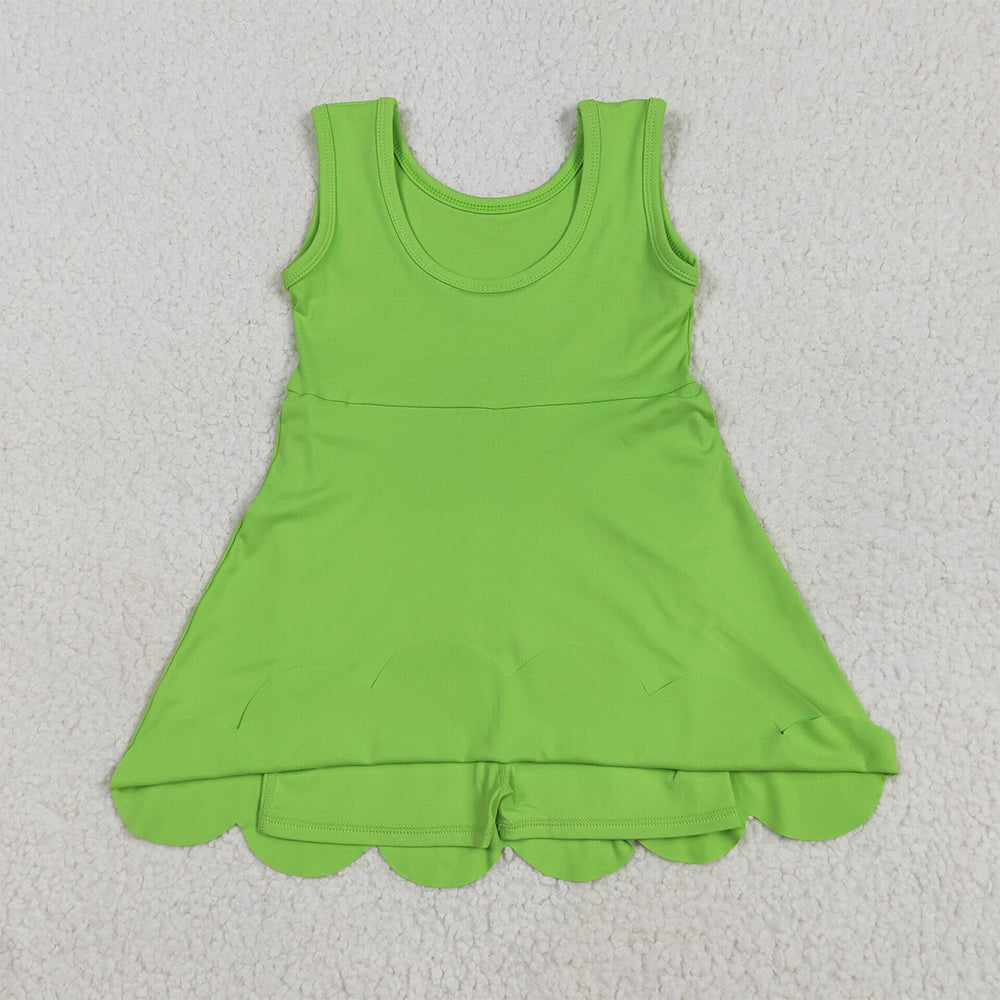 GSD2351RTS NO MOQ Baby Girls Summer Yoga Dress Baby Girls Active Waer Green Yoga Dress