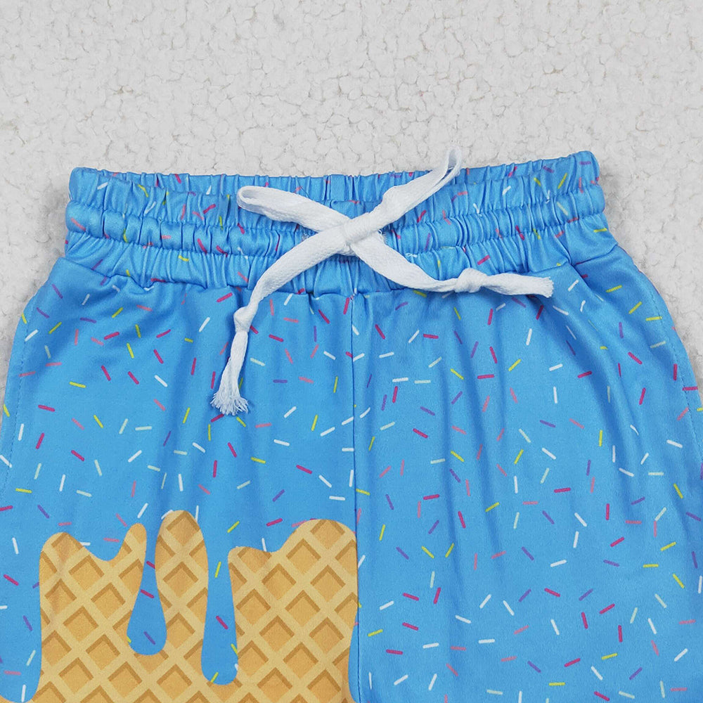 USA Shop (in stock)SS0619 Baby Girls Summer Shorts Baby Girls Blue Ice Cream Drip Summer Shorts Bottoms