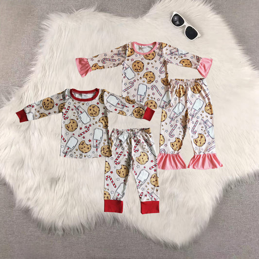 RTS Sibling Baby Boys Girls Christmas baby girls milk cookie holiday pajamas sets