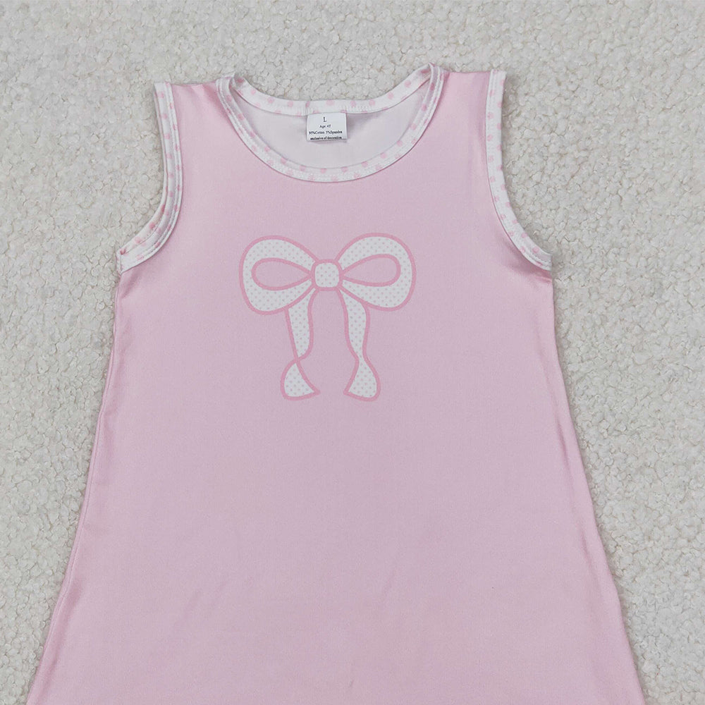 6.13  GSD2157 RTS NO MOQ Baby Girls Summer Dress Baby Girls Sleeveless Pink Bow Dress