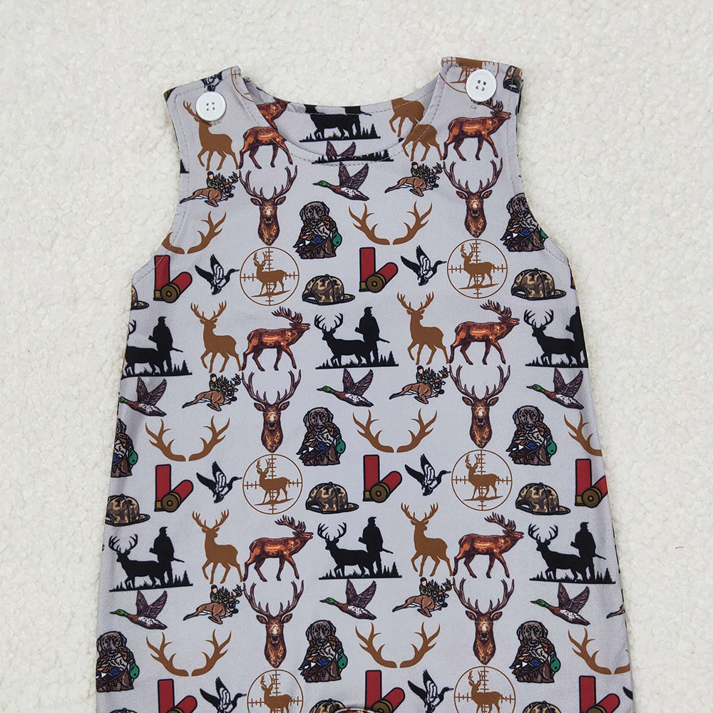 4.25 SR2539 RTS NO MOQ Sleeveless deer duck dog hunting baby boy romper