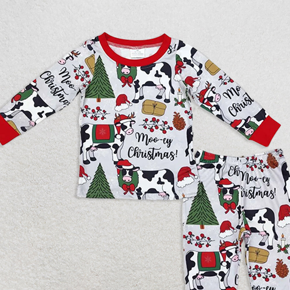 BLP0513RTS NO MOQ  Baby Boys Winter Outfits Cows merry Christmas baby kids pajamas