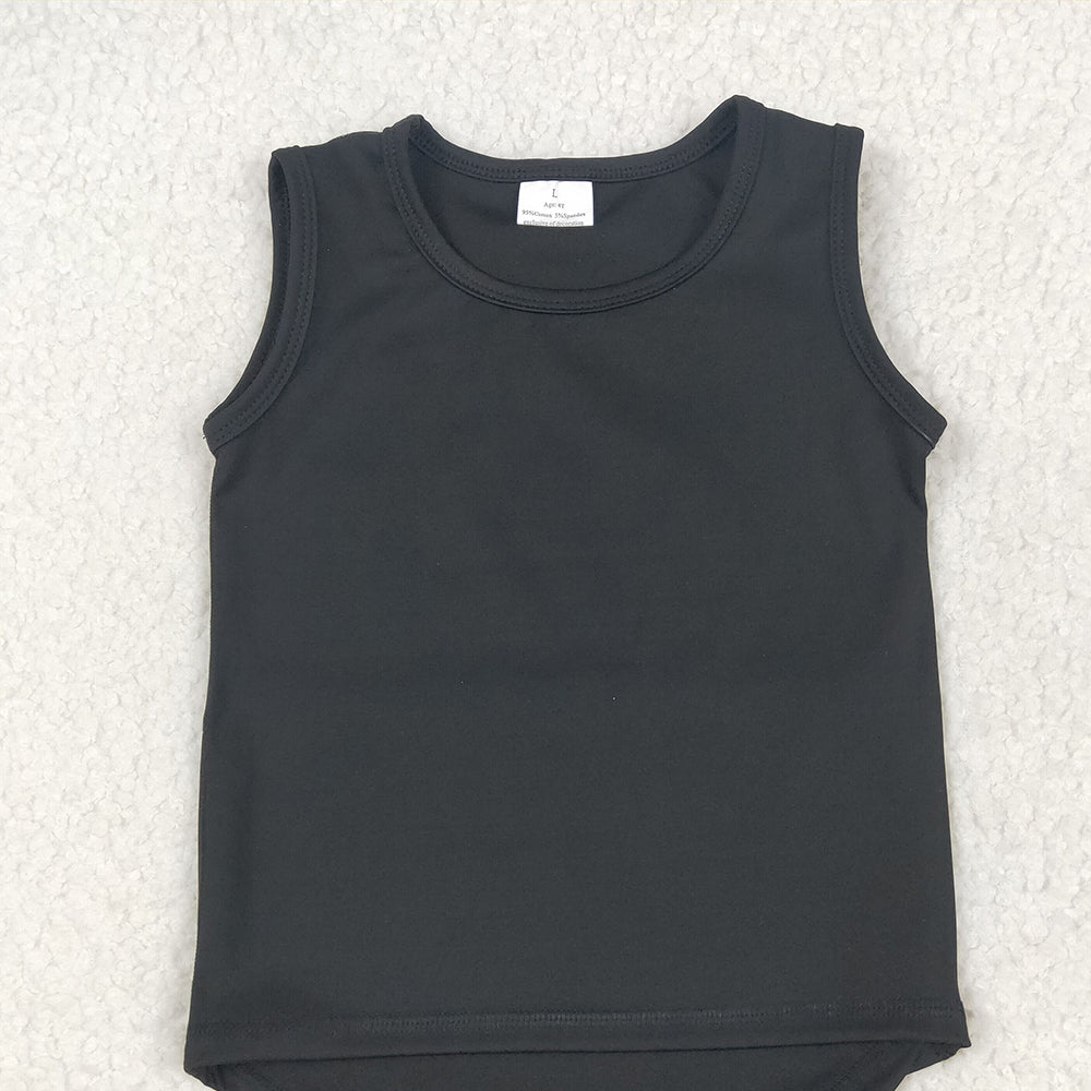 6.25 GT0987RTS NO MOQ Baby Girls Summer Yoga Tops  Baby Girls Black Sleeveless Vests Top