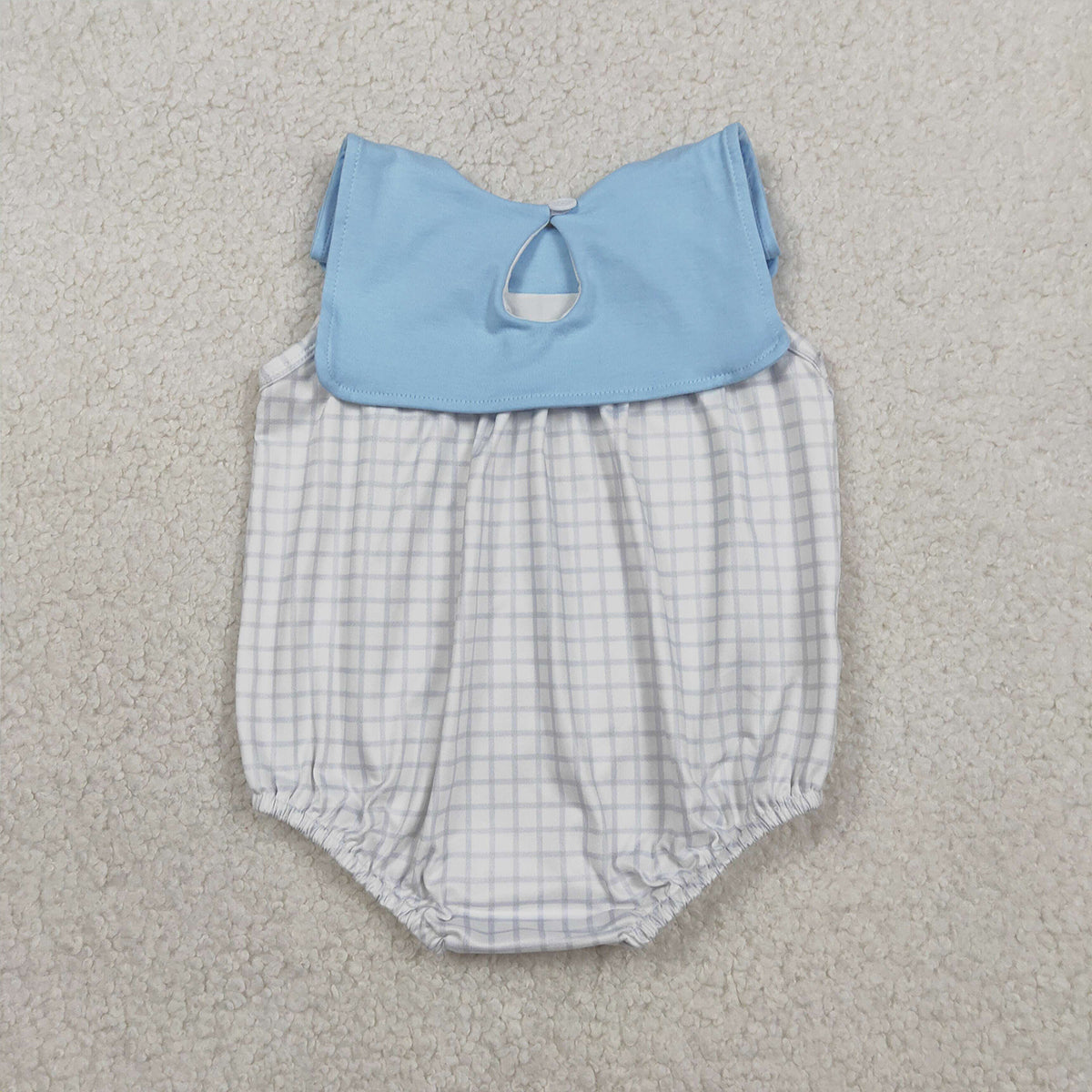 2.6 RTS NO MOQ （In stock）SR3751 Baby Boys Sleeveless Blue Checked Rompers
