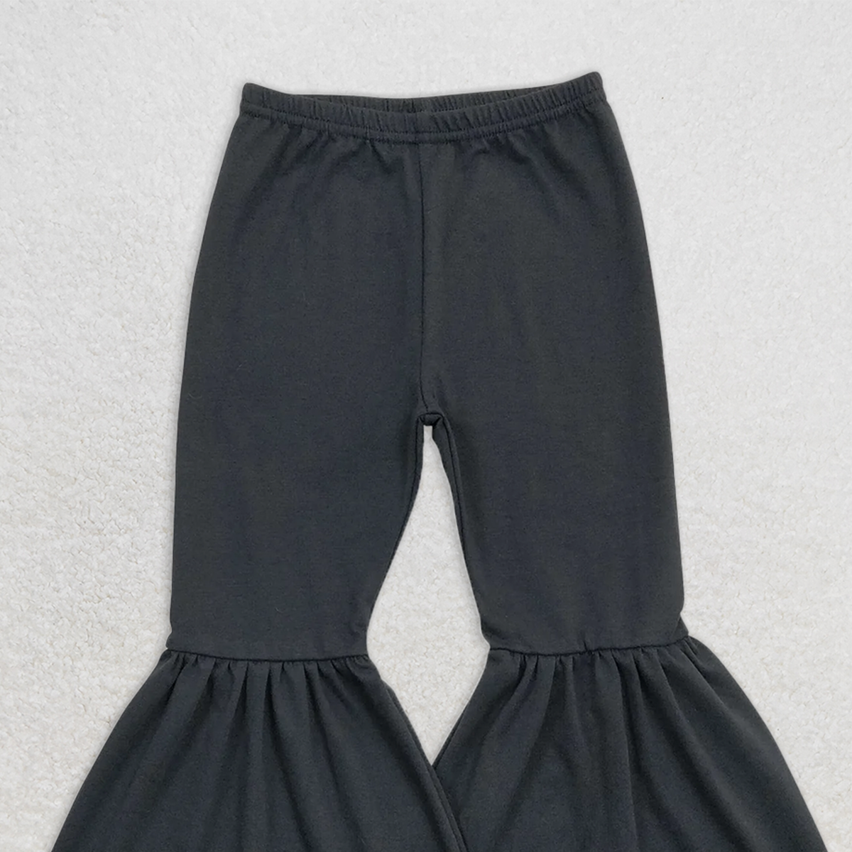 P0422  RTS NO MOQ Baby Girls Pants Baby Girls Black Solid Color Bell Bottom Flare Pants
