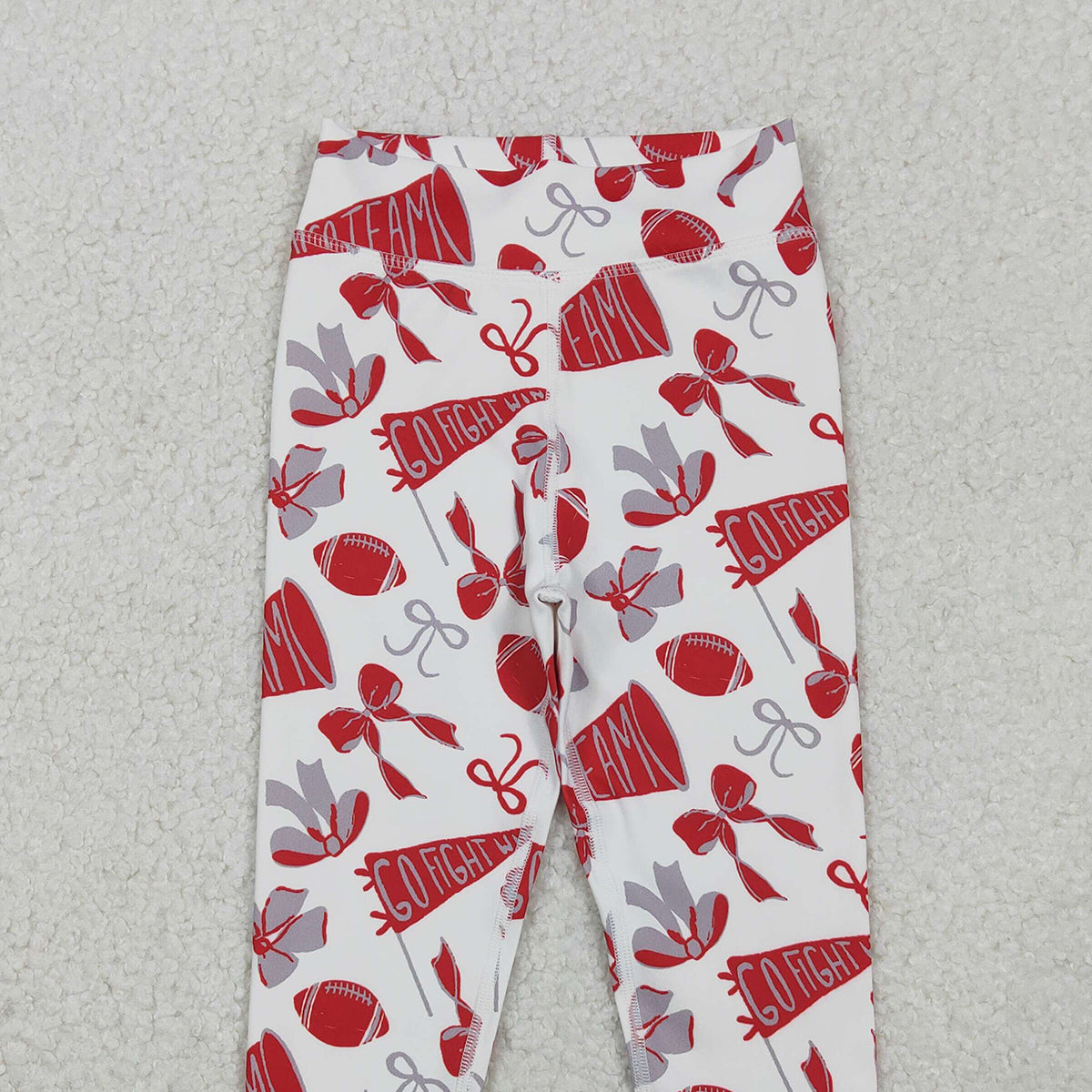 10.27 RTS NO MOQ （In stock）P0846 Baby Girls Red Bows Footballs Go Team Yoga Active Legging Pants Bottom