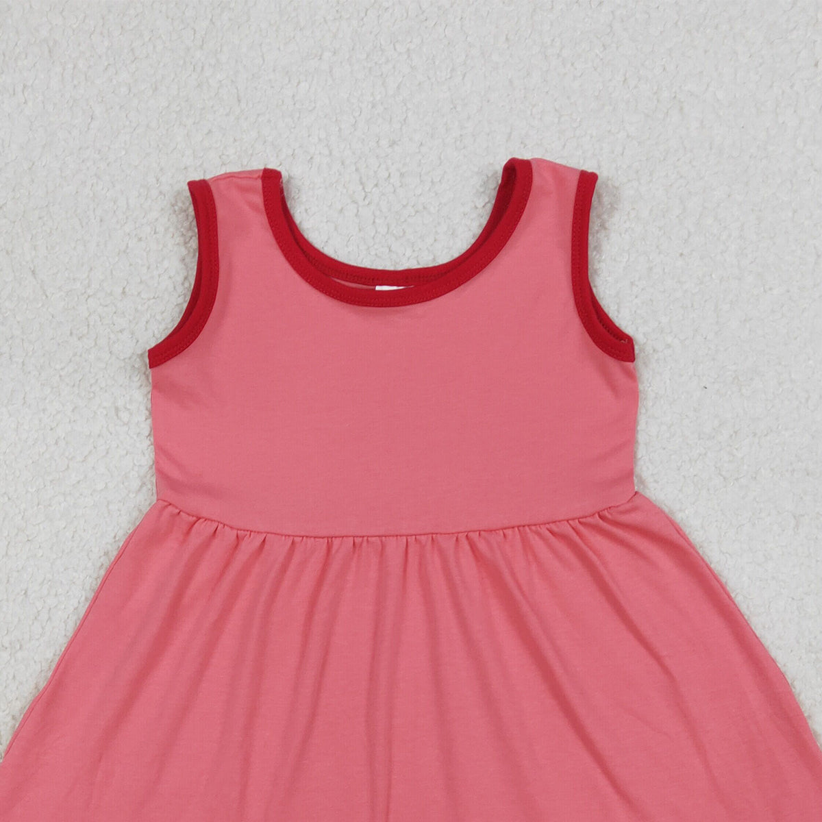 4.13 GSD0656 RTS NO MOQ （In stock）Sleeveless watermelon red ruffle baby girls summer dress