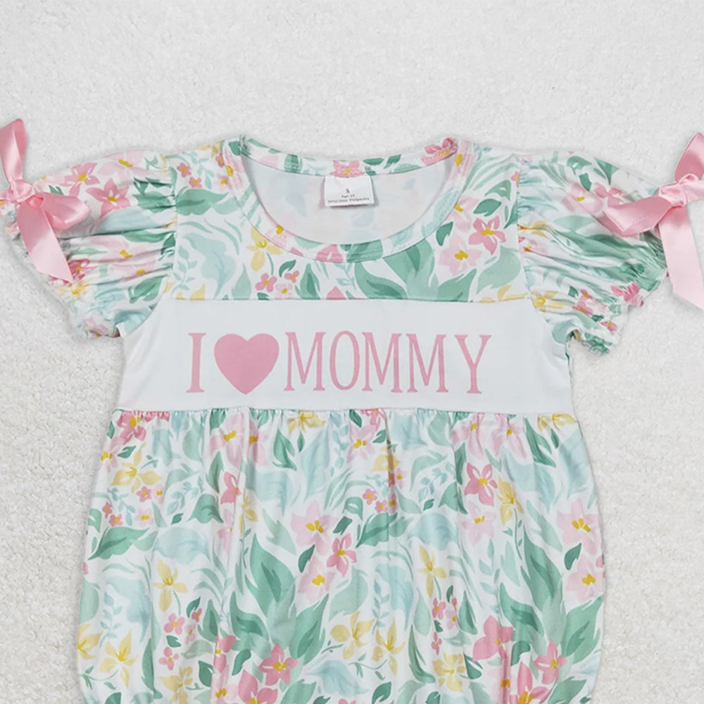 SR1471 RTS NO MOQBaby Girls Summer Rompers  Baby Infant Girls I Love Mommy Flowers Summer Rompers