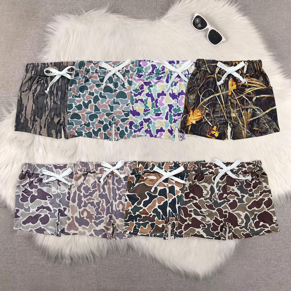 8.19 RTS Sibling Baby Boys Summer Shorts Purple yellow green camo kids boys Mardi Gras shorts