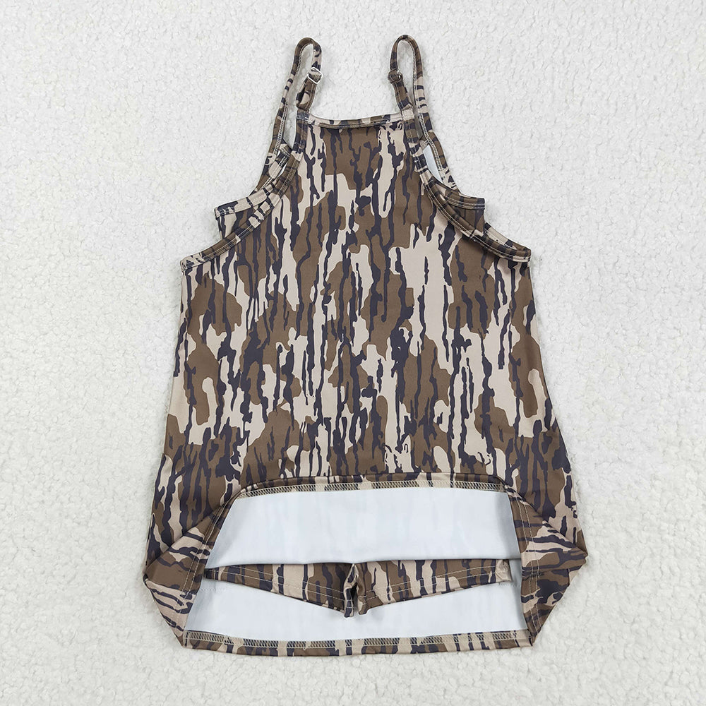 8.22 RTS NO MOQ （In stock）GSD2720 Baby Girls Yoga Dress Baby Girls Strap Bottomland Camo Pockets Yoga Dresses