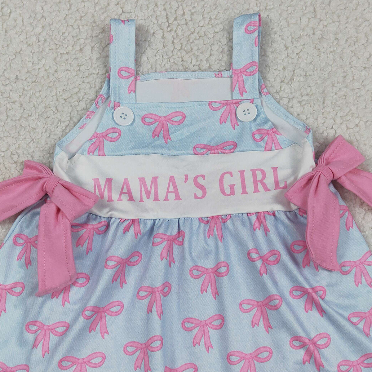 SR3426 RTS NO MOQ （In stock）Straps mama's girl bow baby girls summer romper