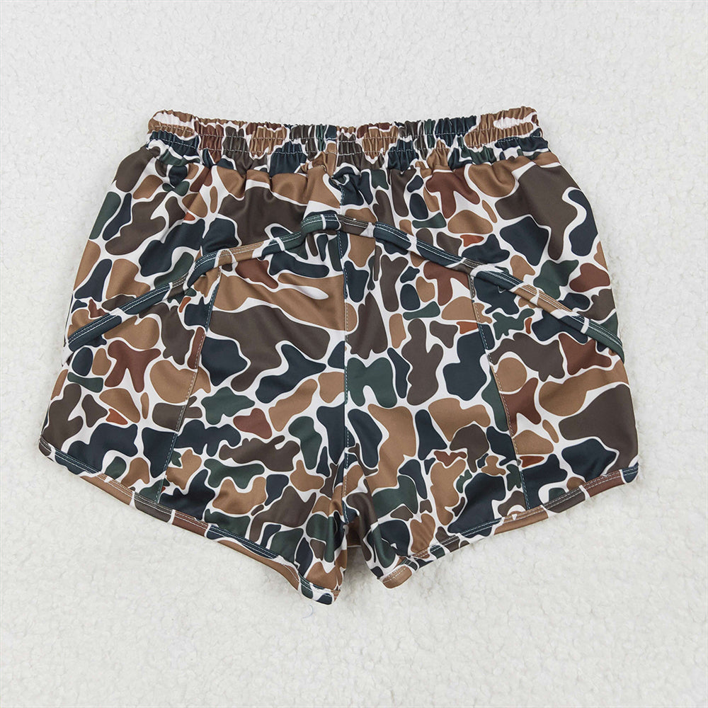 5.01 SS0469 RTS NO MOQ Adult Women's Summer Shorts Dark brown camo adult women summer shorts