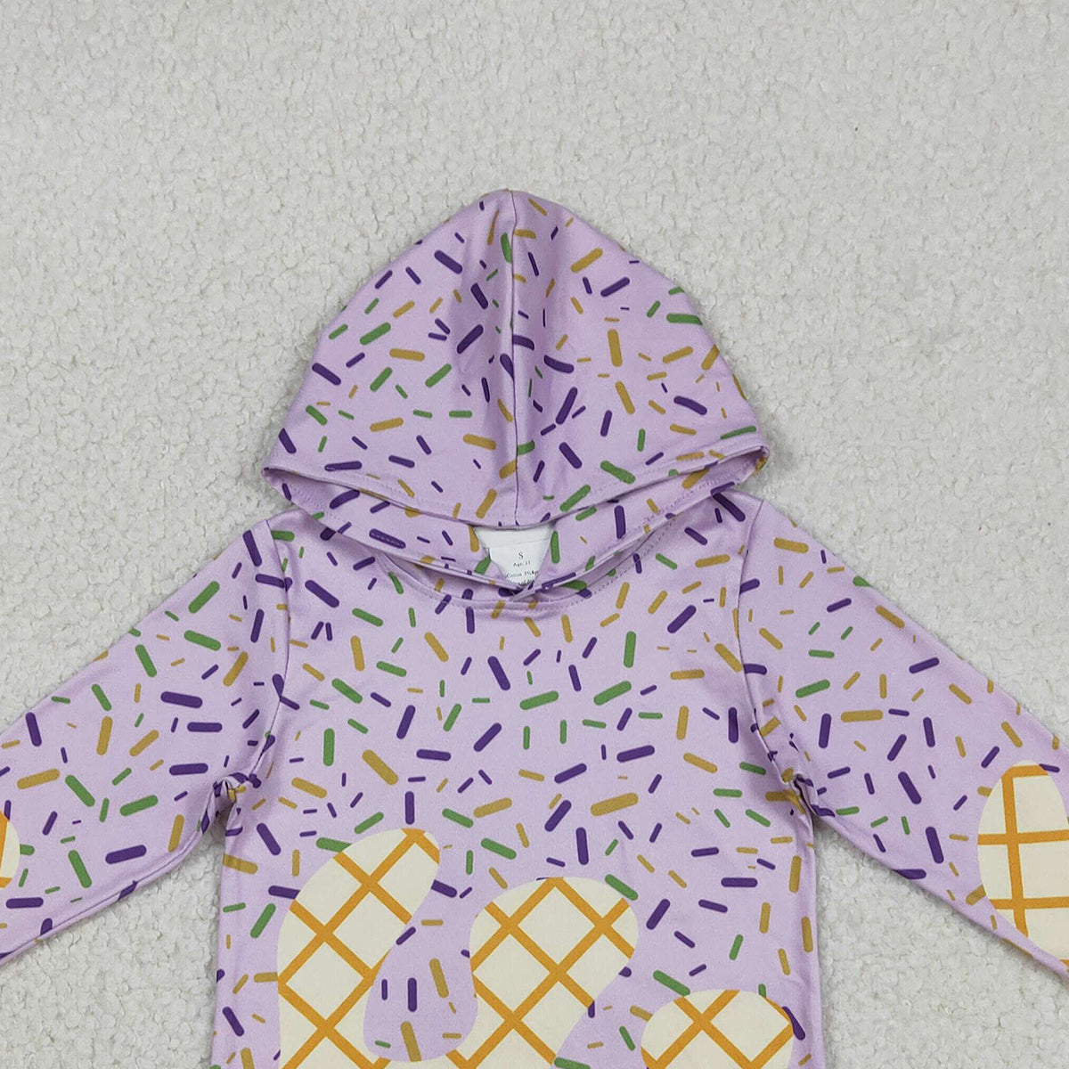 12.17 RTS NO MOQ （In stock）BT1373 Baby Boys Lavender Drip Sprinkles Team Hoodies Top