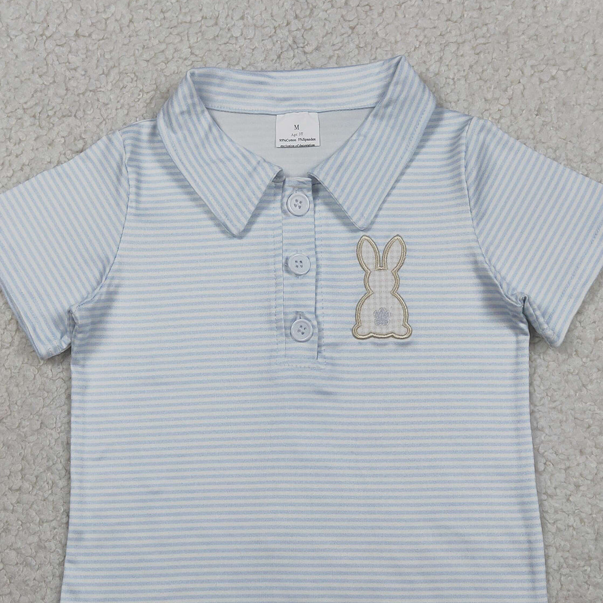 3.30 RTS NO MOQ （In stock）BT1708 Stripe rabbit embroidery kids boys Easter polo shirt