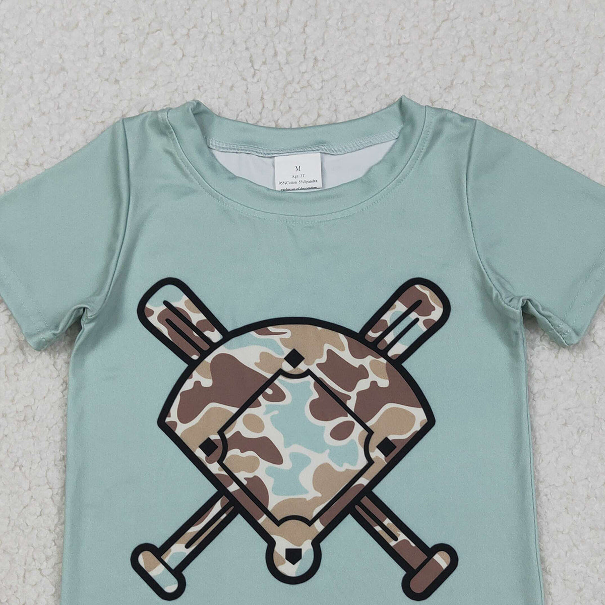 11.12 RTS NO MOQ （In stock）BT1422 Baby Boys Short Sleeve Camo Baseballs Team T-shirts Top